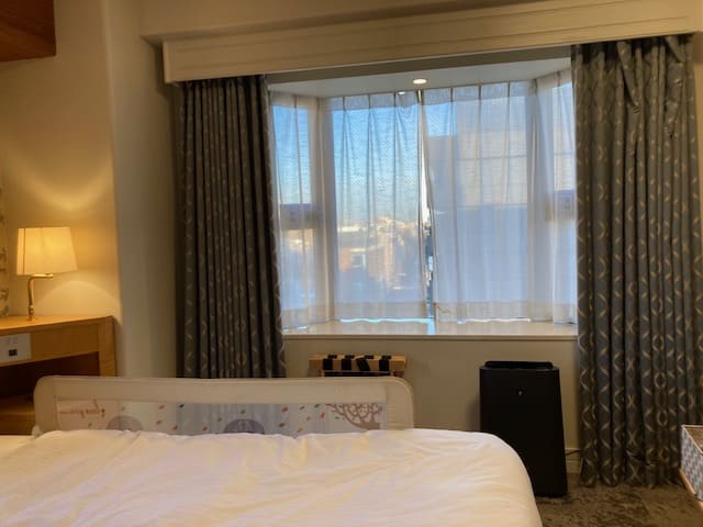二つの窓のうちもう一方の窓（上写真とは別の窓）が見える角度から見たリッチモンドホテル目白東京のデラックスダブルルーム