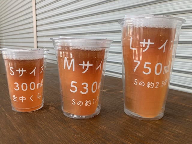 ビールサイズS・M・Lのサンプル