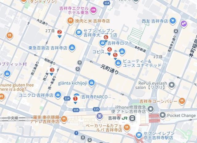全店舗の場所が表記された地図
