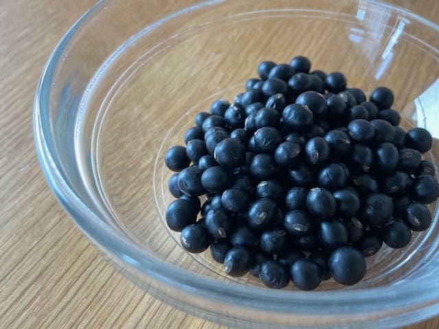 皿に入った状態の黒千石大豆